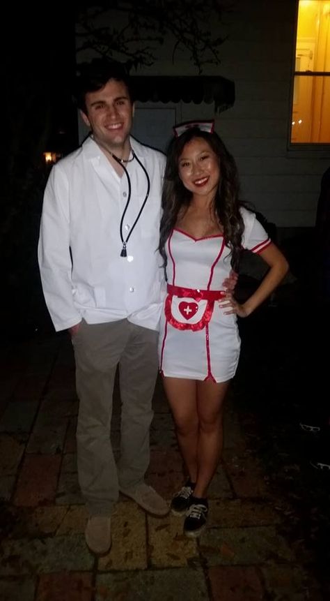 Doctor Nurse Couple Costume, Nurse And Patient Costume Couple, Doctor And Nurse Couple Costume, Nurse And Doctor Costume Couple, Couple's Costume, Doctor Halloween Costume, Nascar Costume, Doctor And Patient, Doctor And Nurse