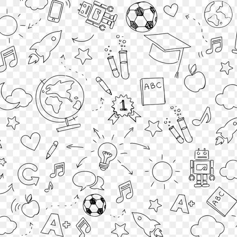 School Pattern Background, School Sketches, Teacher Pattern, School Doodle, Fish Background, Wallpaper Wa, Children Sketch, School Icon, Butterfly Background