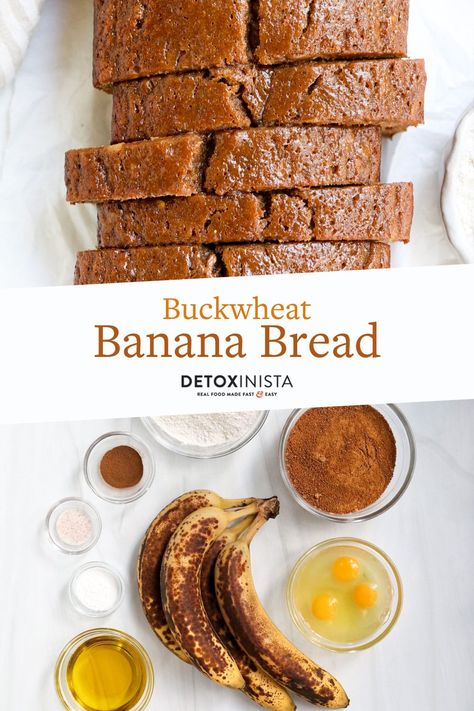 Gf Banana Bread, Buckwheat Bread Recipe, Banana Bread Recipe Gluten Free, Banana Bread Gluten Free, Extra Moist Banana Bread, Buckwheat Banana Bread, Banana Buckwheat Muffins, Buckwheat Coffee Cake, Buckwheat Flour Banana Bread