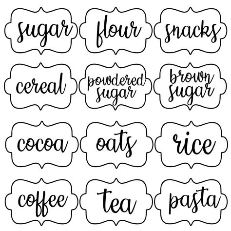 Pantry Canisters, Labels Cricut, Cricut Labels, Print And Cut Cricut, Pantry Labels Svg, Pantry Labels Printable, Digital File Organization, Free Pantry Labels, Printable Lables