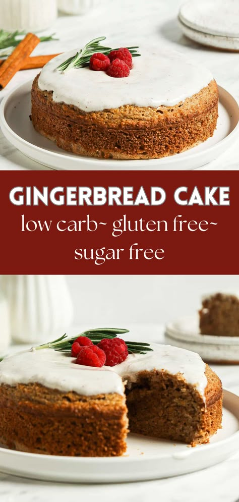 Gingerbread Cake - Lauren Kelly Nutrition Low Carb Gingerbread Cake, Gluten Free Gingerbread Cake, Low Carb Gingerbread, Gluten Free Gingerbread, Sugar Free Cake, Wheat Free Recipes, Chocolate Sandwich, Chocolate Sandwich Cookies, Gingerbread Cake