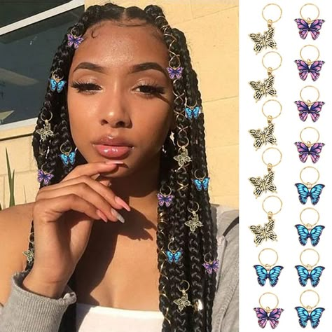 Dreadlock Hair, Loc Jewelry, Dreadlock Hairstyles, Jewelry Hair, Gold Butterfly, Butterfly Charm, Hair Accessories For Women, Locs, Hair Jewelry