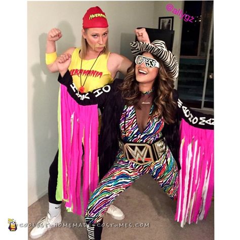 female macho man costume Wrestler Costume Female, Macho Man Costume Diy, Wrestler Costumes Halloween, Diy Wrestling Costumes, 80s Female Halloween Costumes, Rick Flair Costume, Macho Man Costume Woman, Diy Macho Man Costume, Wrestler Halloween Costume Women