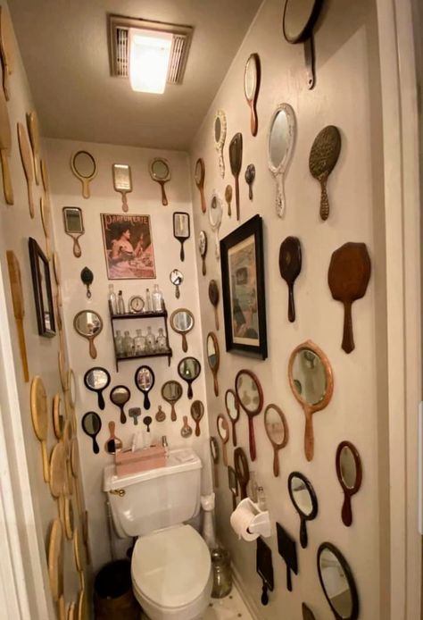 Hand Mirror Wall, Gallery Wall Mirror, Bathroom Gallery Wall, Mirror Gallery Wall, Bathroom Gallery, Mirror Bathroom, Apartment Plans, Hand Mirror, Bathroom Inspo