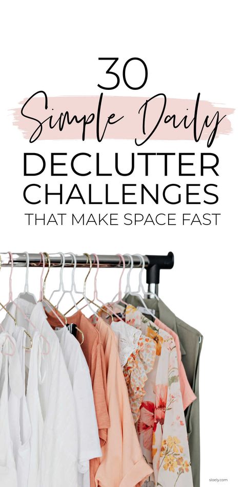 Simple 30 day declutter challenge that only takes 15 minutes a day but creates space fast so you can finally get organized. #declutterchallenge #organized #declutter #simpleliving Summer Decluttering Challenge, 30 Day Declutter Challenge, 30 Day Declutter, Bedroom And Closet, Decluttering Challenge, Clear Clutter, Men's Capsule Wardrobe, Closet Organisation, Organise Your Home