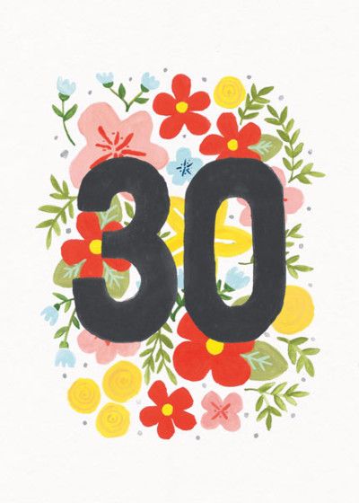 Number Birthday Cards, 30th Birthday Card Ideas, 30 Birthday Card, 30th Birthday Card, Eighteenth Birthday, Special Birthday Cards, 30 Birthday, Watercolor Birthday Cards, 30th Birthday Cards