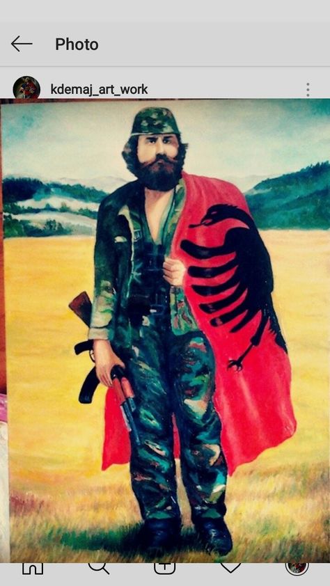 This is my Picture .. oil color in canvass..  dim : 100x 70cm  The legendary komandant of Kosova .. ADEM JASHARI "Bac U Kry " Adem Jashari Drawing, Kosova Drawing, Albania Drawing, 28 November Albania Drawing, 8 Marsi, Albanian Tattoo, Albanian Culture, Mouse Wallpaper, Ginger Hair Color