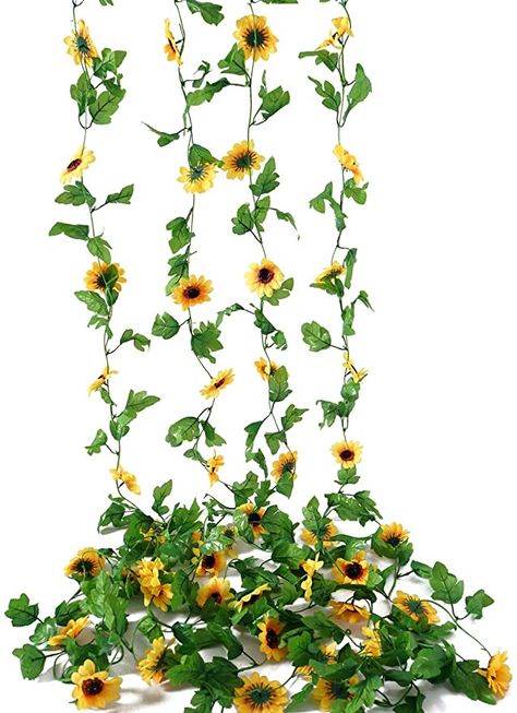 Amazon.com: Beferr 4 Pack 7.8FT Artificial Sunflower Vine Hanging Sunflower Garland Silk Flowers with Garden Craft Art Party Home Wedding Decor: Home & Kitchen Diy Wreaths Decor, Sunflower Garland, Garden Wedding Decorations, Artificial Leaf, Hanging Garland, Hanging Flowers, Flower Garlands, Fake Plants, Garden Crafts