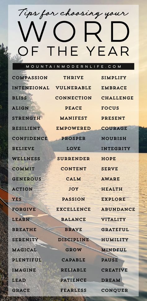 Tips for choosing your Word of the Year | MountainModernLife.com Words Of The Year, New Year Words, Power Words, One Little Word, Year Goals, New Year Resolutions, Word Of The Year, Healing Waters, New Year New You