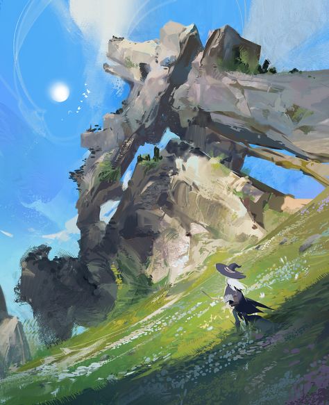 ArtStation - Rest, yingyi xsu Environment Painting, American Illustration, Landscape Concept, Landscape Background, Fantasy Places, Wow Art, Landscape Drawings, Fantasy Art Landscapes, Fantasy Concept Art