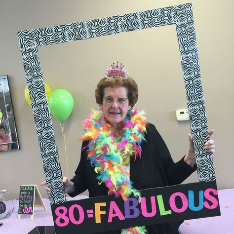 We made this photo frame for my Mom's 80th birthday!!!We had so much fun!!!!! Black foam board, zebra duct tape and adhesive letters Voila!!! Birthday Surprise For Mom, Grandmas Birthday Party, 90th Birthday Party Ideas, 90th Birthday Ideas, 80th Birthday Party Ideas, Grandmas Birthday, 80th Birthday Party Decorations, 80th Birthday Ideas, 70th Birthday Ideas