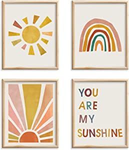 Rainbow Decor You Are My Sunshine Wall Decor Boho Wall Art Prints for Wall Decor,Kids Wall Decor,Rainbow Decor for Girls Bedroom Unframed Art Prints Set of 4 (Boho Rainbow, 8''x10'') Boho Rainbow Decor, Rainbow Decor, Wall Decor Boho, Boho Nursery Decor, Unframed Art Prints, Boho Nursery, Boho Rainbow, My Sunshine, You Are My Sunshine