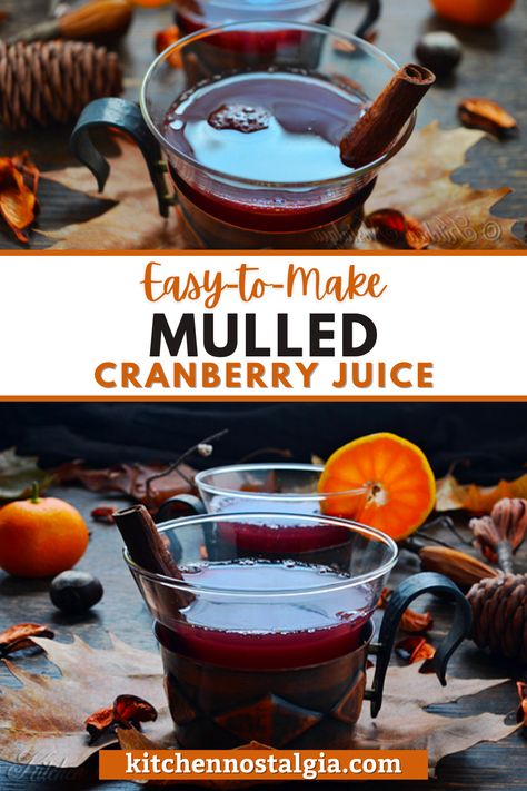 As the leaves fall and the temperatures drop, stay cozy with a steaming cup of Mulled Cranberry Juice – a perfect non-alcoholic drink to warm you up on any autumn evening. Not only is this recipe super simple to make, but it's also loaded with health benefits, as cranberries are rich in antioxidants and vitamins. Serve it up with a slice of orange and a cinnamon stick for that extra touch of autumnal warmth and enjoy! Mulled Cranberry Juice, Non Alcoholic Drinks With Cranberry Juice, Warm Cranberry Drink, Cranberry Juice Recipes, Nostalgia Recipes, Soup Recipes Healthy Low Calories, Drinks With Cranberry Juice, Kitchen Nostalgia, Cranberry Drinks