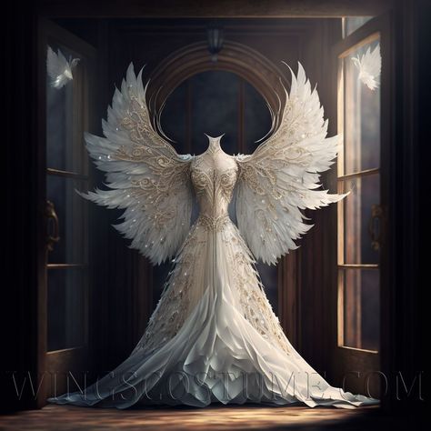 Ethereal Dress Goddesses, Angel Wing Dress, Angel Dresses, Angel Wings Costume, Armor Dress, Angel Theme, Goddess Outfit, Wings Dress, Fairy Outfit