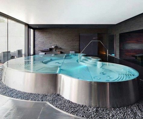 stunning large bathtubs ideas stainless steel tub luxury bathroom Piscina Interior, Indoor Pools, Indoor Swimming Pool, Decor Ikea, Luxury Pools, Indoor Swimming, Dream Bathrooms, Bath Tub, House Goals