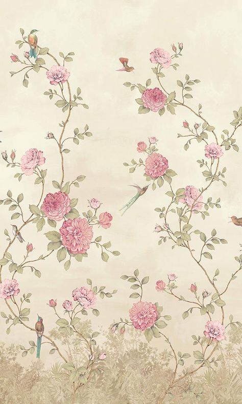 vintage floral chinoiserie wallpaper Powder Room Wallpaper, Vintage Floral Wallpapers, Chinoiserie Wallpaper, Wall Art Wallpaper, Inspirational Wallpapers, Room Wallpaper, Wallpaper Mural, Floral Wall Art, Flower Backgrounds