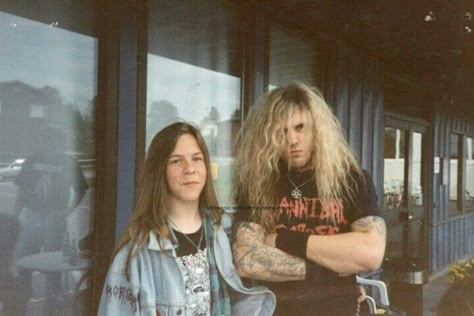 David Vincent (Morbid Angel) and Jon Nödtveidt (Dissection). David Vincent, Gg Allin, Metal Band Logos, Battle Jacket, Real Style, Long Hair Styles Men, Metal Music, Old Movies, Metal Bands