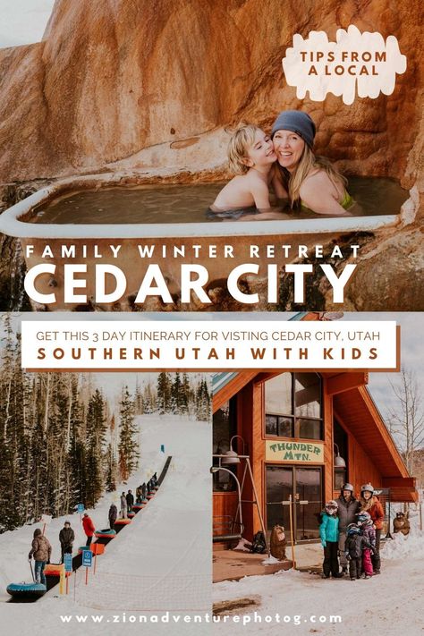 Visit Cedar City - A Family Winter Weekend Adventure Couples Activity, Winter Weekend Getaway, Weekend Family Getaways, Cedar City Utah, Kanab Utah, Old Cabins, Utah Vacation, Winter Retreat, Utah Road Trip