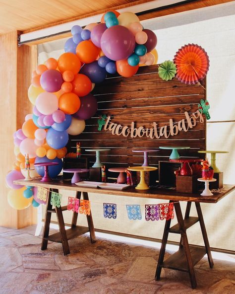 Fiesta Dessert Table, Table Balloon Garland, Mini Dessert Table, Mini Backdrop, Dessert Stands, Mini Dessert, Baby Balloon, Dessert Stand, Dessert Tables