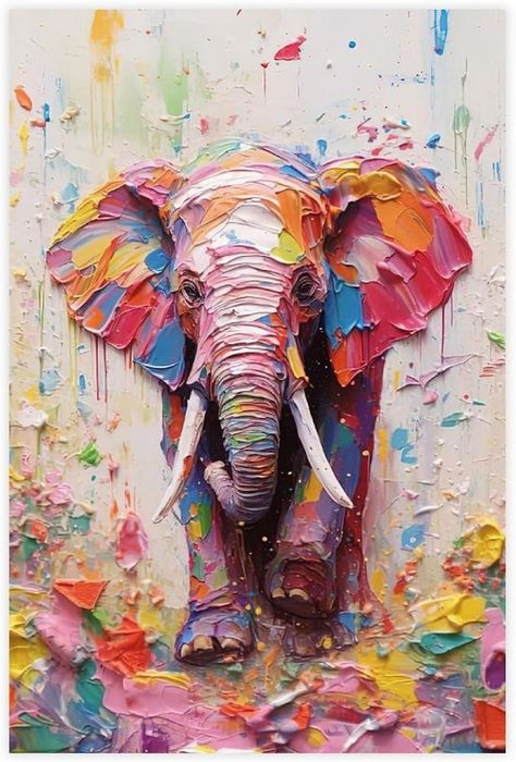 Elephant Painting Canvas Acrylics, Elephant Painting Acrylic, Colorful Elephant Painting, Elephant Oil Painting, Elephant Paintings, Elephant Painting Canvas, Elephant Sketch, Painted Elephant, Canvas Art Painting Acrylic