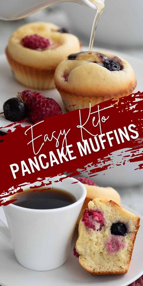 Keto pancake muffins are an easy and healthy grab-and-go breakfast. Enjoy the best of both worlds with this high protein make-ahead recipe. Perfect for keto beginners! Keto Freezer Breakfast Recipes, Keto Breakfast Sweet, Keto Breakfast Cake, Keto Breakfast For Kids, Keto Breakfast Prep, Keri Snacks, On The Go Keto Breakfast, Keto Breakfast Recipes Easy, Keto Breakfast On The Go