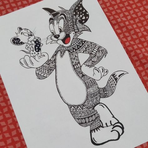 Tom And Jerry Mandala Art, Rangoli For 22 January, Shinchan Mandala Art, Mandala Art Cartoon, Doodle Art Ideas Sketches, Cartoon Mandala Art, Garba Images, Doodle Art Drawing Creative, Amazing Pencil Drawings