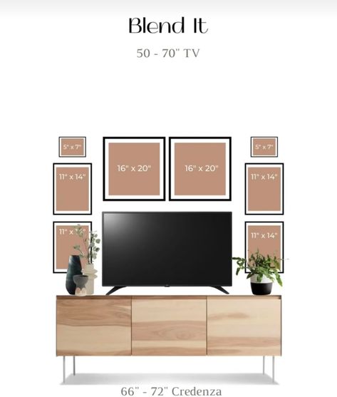 Wall Art Above Tv Stand, Picture Wall Behind Tv, Photo Collage Around Tv, Living Room Wall Decor Ideas Beside Tv, Tv And Wall Decor, Wall Art Collage Around Tv, Living Room Wall Behind Tv, Tv And Paintings On Wall, Boho Tv Wall Decor Living Room