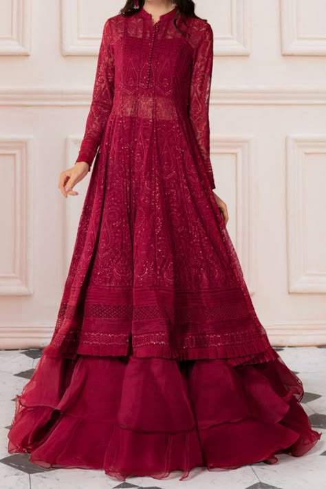 Lehenga With Long Shirt, Chiffon Anarkali Dress, Chiffon Anarkali, Fancy Dress Patterns, Trendy Outfits Indian, Anarkali Lehenga, Traditional Blouse Designs, Long Kurti Designs, Pakistani Fancy Dresses