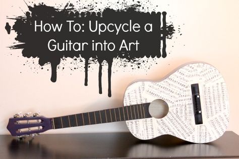 Musical Decor, Guitar Crafts, Class Auction, Interesting Decor, Guitar Designs, Music Room Decor, Green World, Music Crafts, Guitar Painting