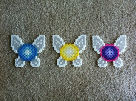 Fairy Perler Beads, Crystal Perler Beads, Fairy Perler Bead Pattern, Perler Bead Sprites, Fairy Perler, Zelda Perler Bead Patterns, Pixel Fairy, Pearler Bead Design, Melt Beads Patterns