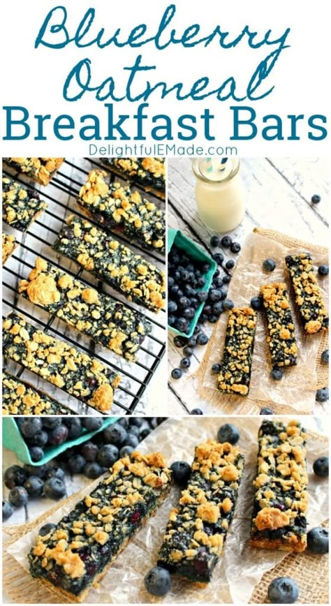 Blueberry Oatmeal Breakfast Bars, Breakfast Bar Recipe, Blueberry Breakfast Bars, Blueberry Oatmeal Bake, Oatmeal Bars Recipes, Breakfast Bars Recipe, Blueberry Crumble Bars, Blueberry Bars, Banana Baked Oatmeal