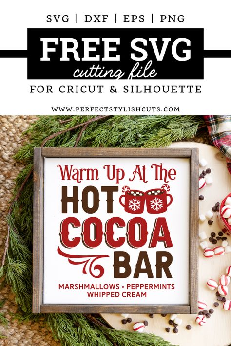 Holiday Hot Cocoa Bar, Bar Signs Diy, Cocoa Bar Sign, Hot Cocoa Bar Sign, Hot Chocolate Sign, Business Talk, Diy Hot Cocoa, Winter Diy Crafts, Cricut Svgs