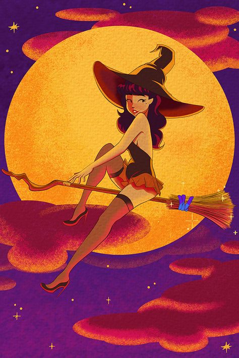 Part 7 of 12 of my Halloween Pin-Up Series! Halloween Pin Up Girl, Halloween Pinup Art, Pinup Witch, Halloween Pin Up, Witch Coven, Halloween Wishes, Halloween Pins, Halloween Greetings, Pin Ups