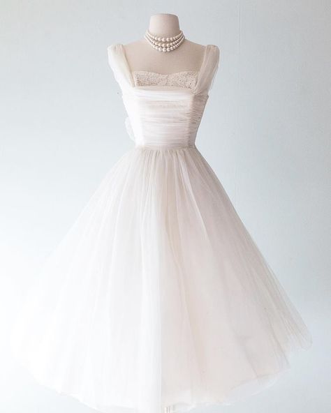 Vintage Prom Dresses 60s, 1960s Inspired Wedding Dress, 50s White Dress, White 1950s Dress, 1950 Prom Dress, 1960 Prom Dress, 60s Wedding Theme, Ethereal Clothes, Ethereal Prom Dress