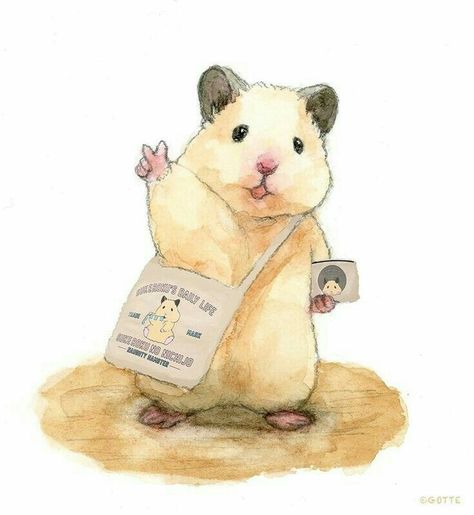 Hamster: " good bye 👋 I go to hamster school" 😂😂😂 A Hamster, Bel Art, Art Kawaii, 강아지 그림, Cute Paintings, Cute Hamsters, Arte Inspo, Dessin Adorable, Cute Little Drawings