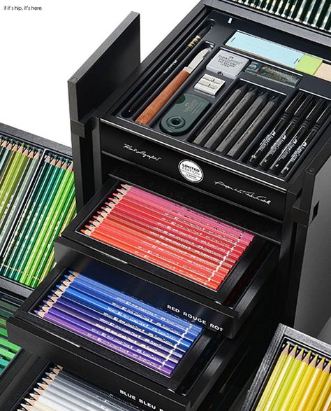 Faber-Castell's KARLBOX is a limited edition 350-piece art supply kit packaged… Art Materials Aesthetic, Drawing Instruments, Pitt Artist Pens, Led Pencils, Coloring Supplies, Artist Pens, Albrecht Durer, Pastel Pencils, Art Supply