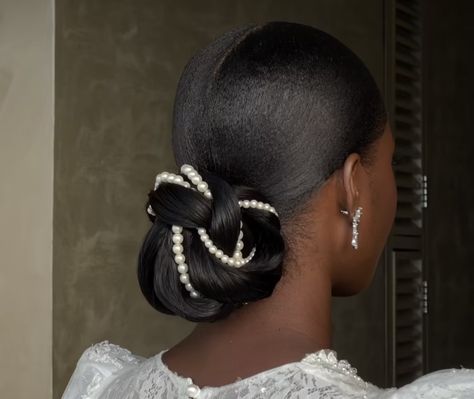 Wedding Hairstyles 4c Hair, Mid Bun Bridal Hair, Bride Low Ponytail, Black Woman Updo Hairstyles, Black Hairstyles Wedding, Low Bun Wedding Hair Black Women, Bridal Updo Black Women, Natural Hair Styles For Wedding, 4c Wedding Hairstyles