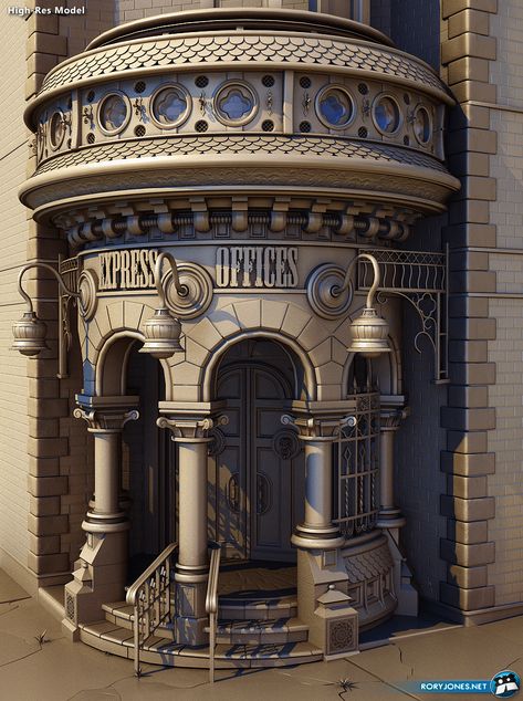 Rory Jones | Technical Environment Artist Exterior Concept Art, 3d Environment Art, Steampunk House Concept Art, Arcane Building Concept Art, Steampunk Architecture Concept Art, Pirate Architecture, Gothic Steampunk Architecture, 3d Environment, Game Art Environment