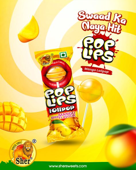 Feel the magnificent mango taste with our Mango flavour Pop Lips Lollipops. www.shersweets.com Candy Shoot, Mango Bars, Mango Jelly, Creative Videos, Spicy Snacks Recipes, Mango Flavor, Senior Project, Spicy Snacks, Man Food