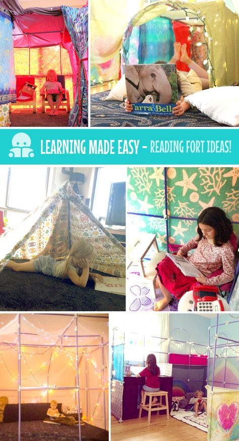 Learning Made Easy - Reading Fort Ideas for Kids - Fort Magic Crazy Forts Ideas, Reading Fort, Forts For Kids, Crazy Forts, Reading Tent, Fort Ideas, Reading Is Fundamental, Fort Building Kit, Fort Kit