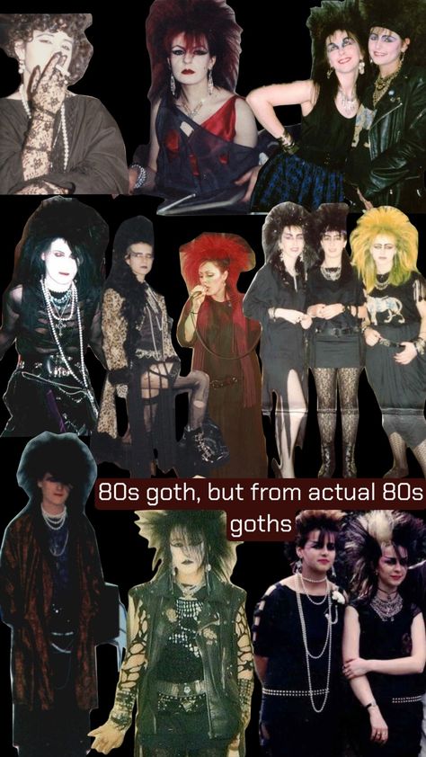 80s goth, but from actual 80s goths #80s #80sgoth #tradgoth #gothfashion 80s Trad Goth Aesthetic, 80s Goth Hairstyles, 80s Trad Goth Fashion, 80s Gothic Fashion, 80s Slasher Outfits, New Wave Outfits 80s, Deathrock Outfits, 1980 Goth, Goths 80s