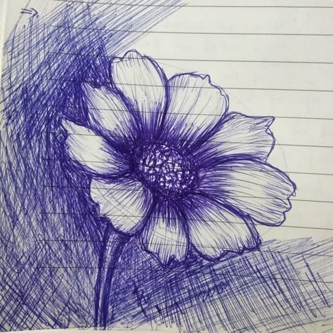 Black And Blue Pen Drawing, Pen Flower Drawing, Flower Pen Drawing, Pen Drawing Ideas, Black Pen Drawing, Pen Art Work, Blue Pen, Pen Drawings, Drawings Ideas