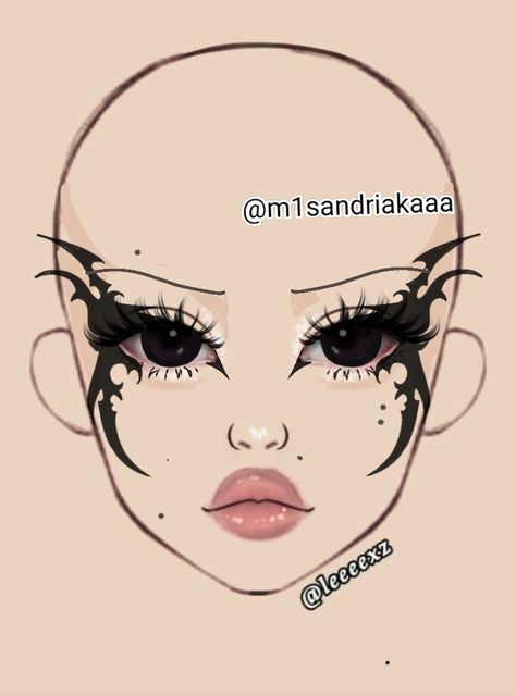 Alt makeup @leeeexz Makeup Ideas Alt, Goth Eye Makeup, Holloween Makeup, Makeup Charts, Punk Makeup, Makeup Drawing, Doll Eye Makeup, Makeup Face Charts, Alt Makeup