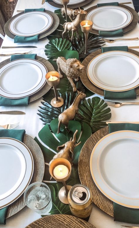 Safari Themed Centerpieces Table Decorations, Jungle Theme Birthday Party Table, Safari Theme Tablescape, Wild One Party Table Decor, Safari Birthday Table Decor, Jungle Table Decor, Safari Theme Wedding Decor, Jungle Theme Table Decor, Elegant Safari Theme Party