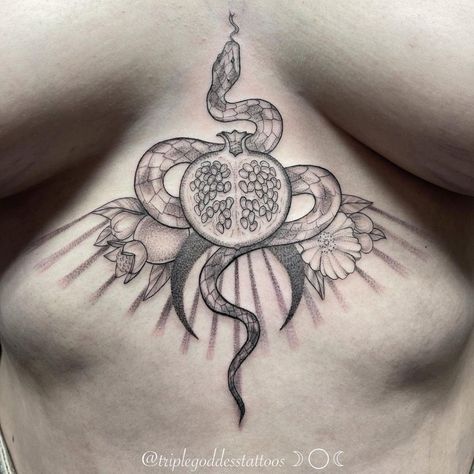 Small Witchy Tattoos, Witchy Chest Tattoo, Witchy Sternum Tattoo, Witchy Tattoos, Small Tattoos Ideas, Small Chest Tattoos, Occult Tattoo, Demon Tattoo, Chest Tattoos For Women