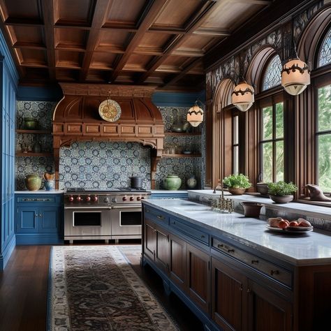 Thinking of renovating your kitchen to give it that timeless look? Get inspired by modern kitchen design that stays relevant. Kitchen Island Stove, Island Stove, Tudor Kitchen, Victorian Kitchen, Tudor Style Homes, Dream Kitchens Design, Spanish Style Home, Up House, Kitchen Inspiration Design