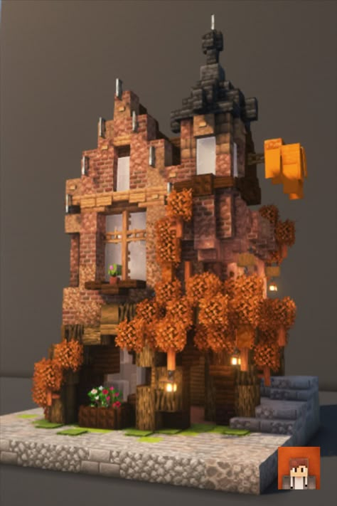 It's a victorian corner house thats been overgrown with leaves! By far my favorite row house I've ever built. I think I will build some more houses next to it and then also post them on my account but im not sure yet. The texture pack I use is 'Stay True' and shaders 'complementary shaders' #Minecraft #MinecraftBuilds #MinecraftHouse #minecraftbuildingideas #MinecraftVictorian #MinecraftBase #victorian #MinecraftTavern Minecraft Houses Sandstone, Corner House Minecraft, Minecraft Goblin House, Minecraft Corner House, Minecraft Row Houses, Mud Brick House Minecraft, Minecraft Diagonal House, Minecraft Corner Building, Minecraft Overgrown House