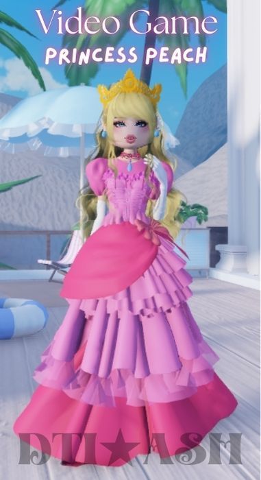 Princess Peach Dti Outfits, Dti Outfits Ideas Video Game, Video Game Characters Dti Outfit, Princess Peach Dress To Impress, Video Game Dress To Impress, Video Game Character Dress To Impress, Pink Dress To Impress, Dress To Impress Princess, Gyaru Dress