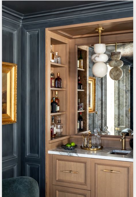 Bar Off Dining Room, Bar Nook In Dining Room, Built In Bar With Arch, Bar In Hallway, Dining Room Bar Built In, Butlers Nook, Closet Into Bar, Wet Bar Closet, Modern Wet Bar Ideas