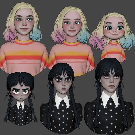 Semi Stylized Character, Stylized Character Tutorial, 3d Art Style, How To Stylize Characters, Embarrased Expressions Reference, Stylized Side Profile, Stylised Character Design, 3d Chara Design, Semi Realism Portrait